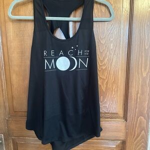 ZYIA Black 'Reach for the Moon' Women's open back panel Racerback Tank